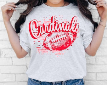 CARDINALS football t-shirt, mascot team Spirit wear for football, great for teachers, Back to school, mascot apparel, football mom