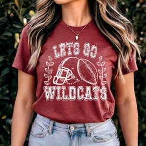 Let&#39;s go Wildcats Custom spirit t-shirt, mascot team Spirit wear for football, Back to school, football mom shirt