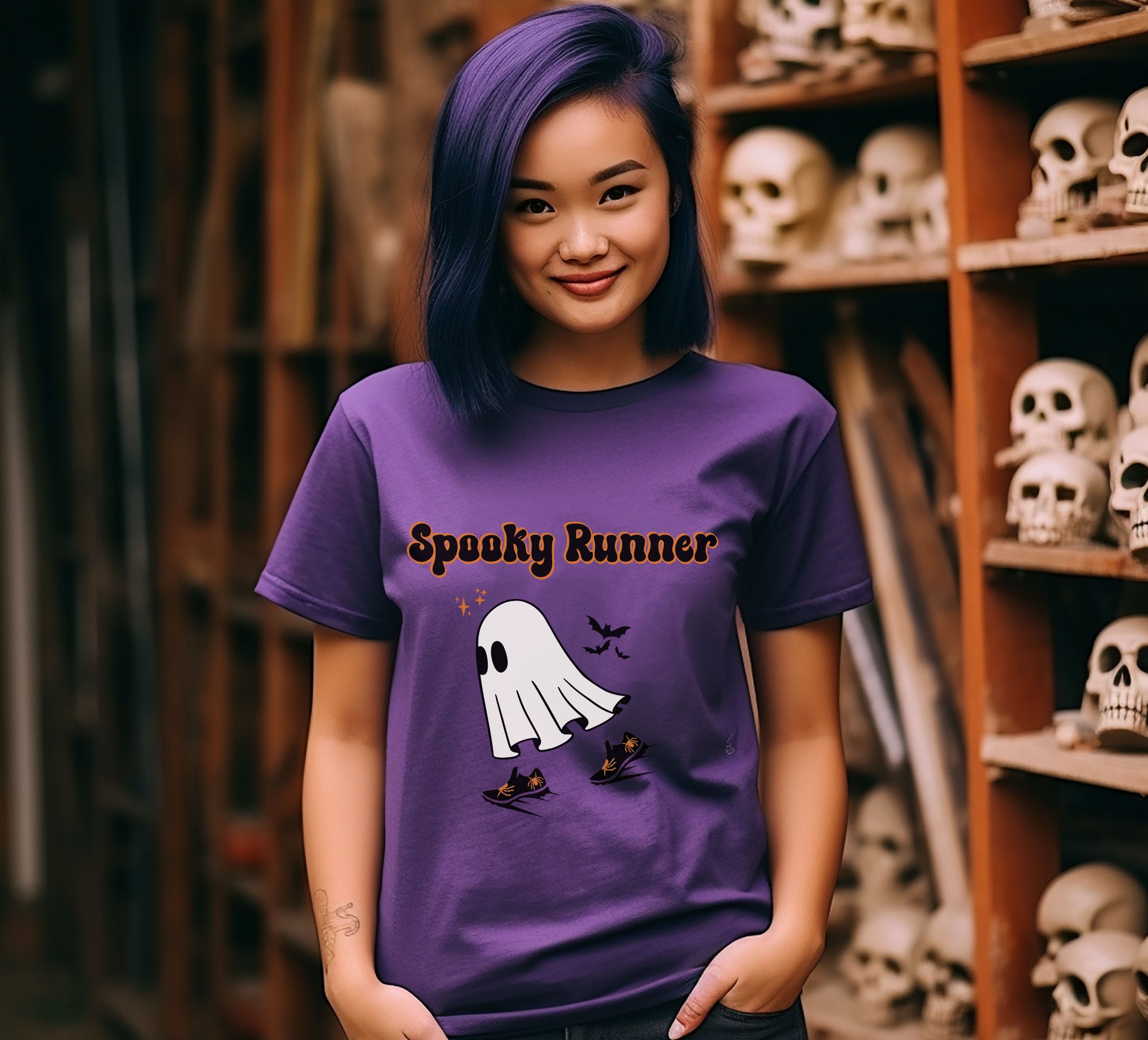 Spooky Runner Tshirt, Cute Ghost Shirt, Halloween Running Shirt