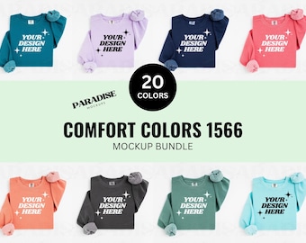 Comfort Colors 1566 Mockup Bundle | Folded Flat Lay Sweatshirt Mockups | Clean Minimal Background | Real Photo