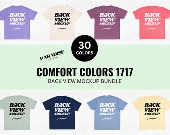 Comfort Colors 1717 Mockup Bundle, Back View T Shirt Flat Lay Mock Up, Minimal Flatlay Tee Mockups, C1717 Real Product Photo Mock