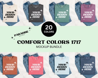 Comfort Colors 1717 Mockup Bundle, Folded Flat Lay T-Shirt Mockups, Tee Shirt Mock Up, Simple Styled Flatlay Mockups, Trendy TShirt Mock-up