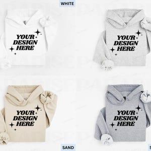 Gildan 18500 Folded Mockup Bundle, Flat Lay Hoodie Sweatshirt Mockups, Hooded Sweater Flatlay, Simple G185 Mock-Up, White Background Mock image 3