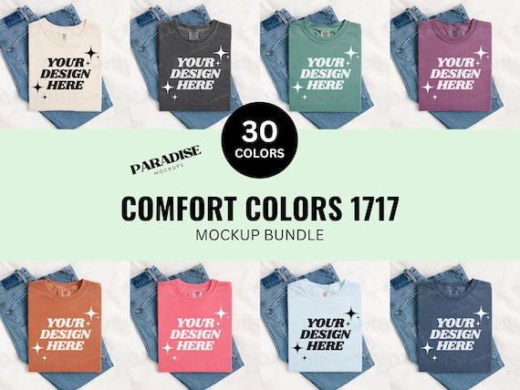 Comfort Colors 1717 Mockup Bundle, Folded Flat Lay T-Shirt Mockups, Tee Shirt Mock Up, Simple Styled Flatlay Mockups, Trendy TShirt Mock-up