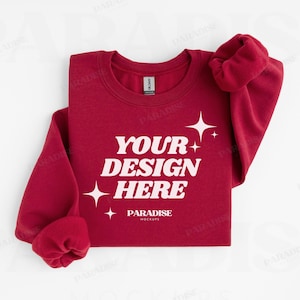 Gildan 18000 Cardinal Red Sweatshirt Folded Mockup, Flat Lay Crewneck Mock Up, Simple Sweater G180 Mock-up, White Background G18000 Mockups