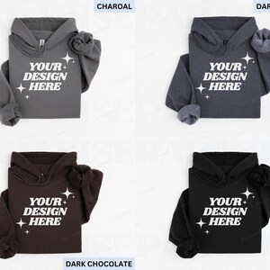Gildan 18500 Folded Mockup Bundle, Flat Lay Hoodie Sweatshirt Mockups, Hooded Sweater Flatlay, Simple G185 Mock-Up, White Background Mock image 7