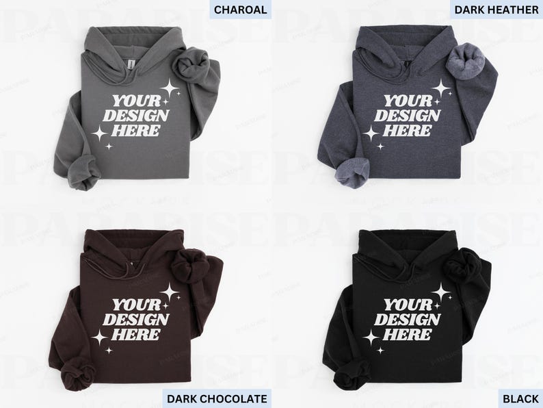 Gildan 18500 Folded Mockup Bundle, Flat Lay Hoodie Sweatshirt Mockups, Hooded Sweater Flatlay, Simple G185 Mock-Up, White Background Mock image 7