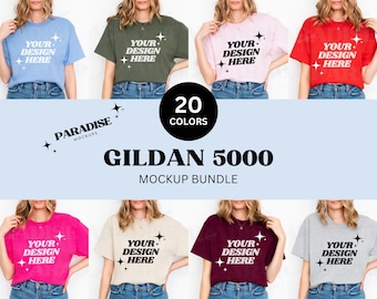 Gildan 5000 Model Mockup Bundle, Oversized Tee Shirt Mock Up, White Background T-Shirt Mockups, Real Model TShirt Mock-Up, Gildan G5000 Mock