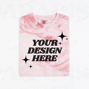 Comfort Colors Colorblast 1745 Clay Mockup, Folded Flat Lay Tee Shirt Mockups, Red TShirt Mock-up, White Background Flatlay T-Shirt Mock Up