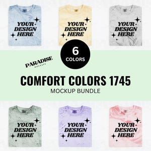 Paquete de maquetas Comfort Colors Colorblast 1745, maqueta de camiseta plana doblada, maqueta de camiseta plana para impresión bajo demanda, maquetas de camisetas con fondo blanco
