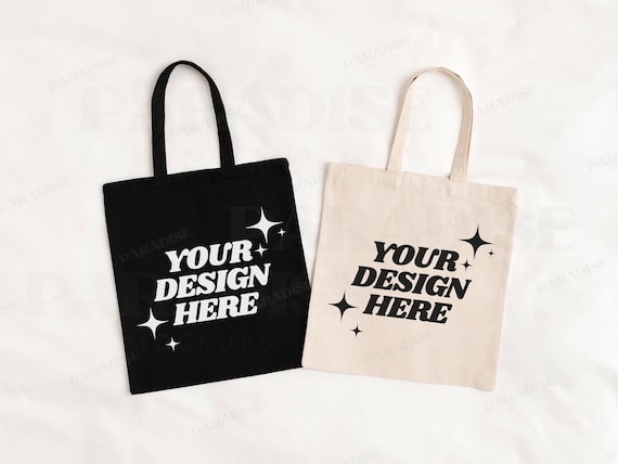 Tote Bag Mockup, Liberty Bags OAD113, Black & Natural Cotton Canvas Tote Mock-Up, Real Photo Flat Lay Mock Up, Trendy POD Flatlay Mockups