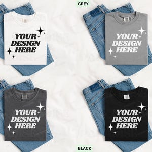 Comfort Colors 1717 Mockup Bundle, Folded Flat Lay T-Shirt Mockups, Tee Shirt Mock Up, Simple Styled Flatlay Mockups, Trendy TShirt Mock-up image 2