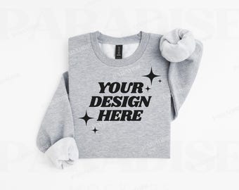 Gildan SF000 Sport Grey Sweatshirt Mockup, Folded Flat Lay Mock Up, Softstyle Crewneck Sweater Flatlay, Real Photo White Background Mockups
