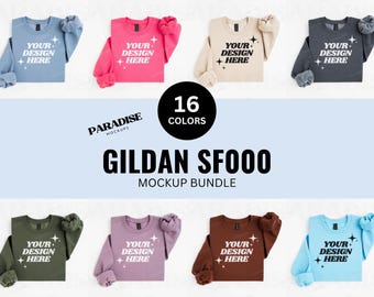 Gildan SF000 Mockup Bundle, Folded Sweatshirt Flat Lay Mock Up, Softstyle Crewneck Sweater Flatlay Mock, Real Photo White Background Mockups