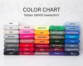 ギルダン18000カラーチャート｜G180モックアップカラーガイド｜スウェットシャツ37色｜実物写真