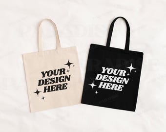Tote Bag Mockup, Liberty Bags OAD113, Natural & Black Cotton Canvas Tote Mock-Up, Trendy POD Flatlay Mockups, Real Photo Flat Lay Mock Up