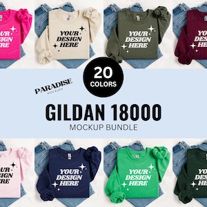 Gildan 18000 Folded Mockup Bundle, Flat Lay Sweatshirt Mockups, Crewneck Sweater Flatlay, Simple G180 Mock-Up, Styled Gildan 18000 Mock Up image 1