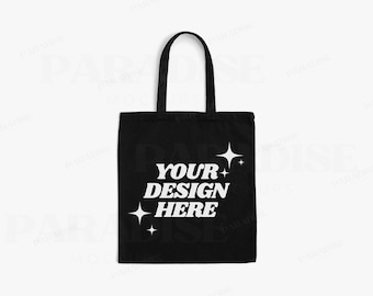 Tote Bag Mockup, Liberty Bags OAD113, Black Cotton Canvas Tote Mock-Up, Real Photo Flat Lay Mock Up, White Background POD Flatlay Mockups