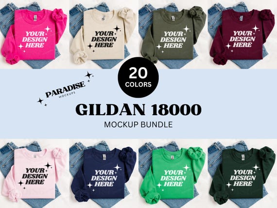 Gildan 18000 Folded Mockup Bundle, Flat Lay Sweatshirt Mockups, Crewneck Sweater Flatlay, Simple G180 Mock-Up, Styled Gildan 18000 Mock Up