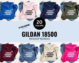 Gildan 18500 Folded Mockup Bundle, Flat Lay Hoodie Sweatshirt Mockups, Hooded Sweater Flatlay, Styled G185 Mock-Up, Real Photo POD Mock Up