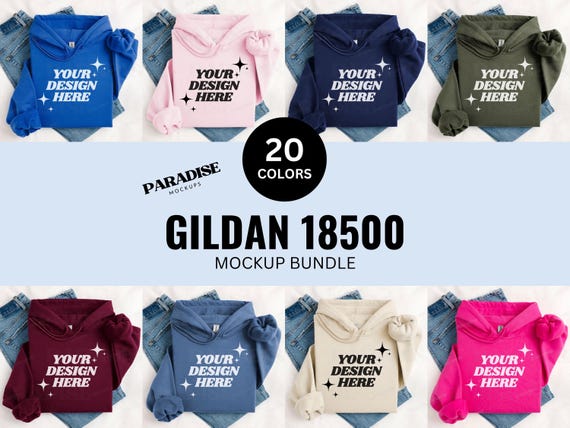 Gildan 18500 Folded Mockup Bundle, Flat Lay Hoodie Sweatshirt Mockups, Hooded Sweater Flatlay, Styled G185 Mock-Up, Real Photo POD Mock Up