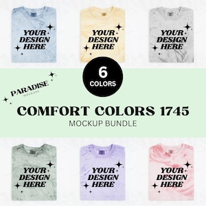 Comfort Colors Colorblast 1745 Mockup Bundle, Folded Flat Lay T-Shirt Mock, POD Flatlay TShirt Mock-up, White Background Tee Shirt Mockups