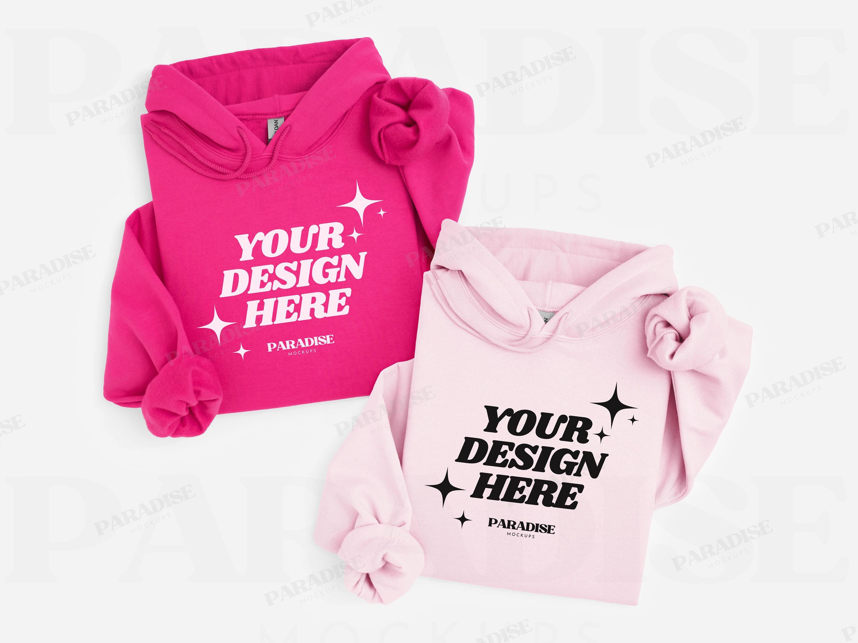 Gildan 18500 Heliconia & Light Pink Sweatshirt Mockup, Folded