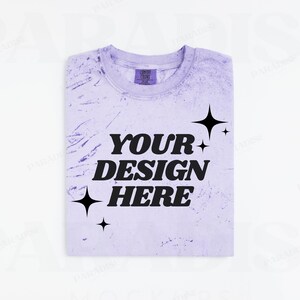 Comfort Colors Colorblast 1745 Amethyst Mockup, Flat Lay Tee Shirt Mock-up, Folded Purple T-Shirt Mock Up, White Background TShirt Mockups