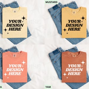 Comfort Colors 1717 Mockup Bundle, Folded Flat Lay T-Shirt Mockups, Tee Shirt Mock Up, Simple Styled Flatlay Mockups, Trendy TShirt Mock-up image 4