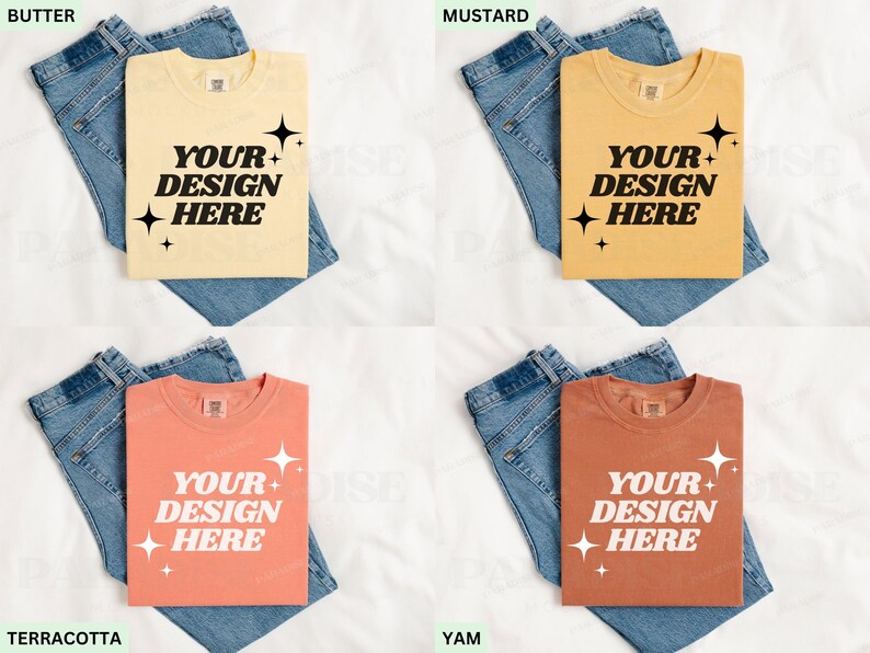Comfort Colors 1717 Mockup Bundle, Folded Flat Lay T-Shirt Mockups, Tee Shirt Mock Up, Simple Styled Flatlay Mockups, Trendy TShirt Mock-up image 4