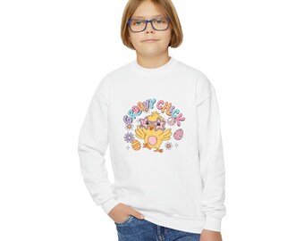 Easter Bunny Sweatshirt - White Cotton Pullover, Adorable Bunny Print for Teens & Kids