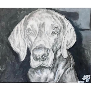 Weim Love | Oeuvre d'art Braque de Weimar | Oeuvre d'art de chien | Oeuvre d'art en fourrure pour bébé | Oeuvre d'art personnalisée par Lulu Marie | La muse artistique | La cabane artistique