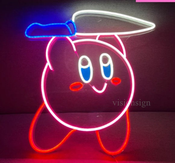 Neon Light Kirby iPhone Android Wallpaper Digital Download 