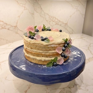 Longaberger Woven Traditions cornflower blue cake stand. MARKED DOWN 10%!