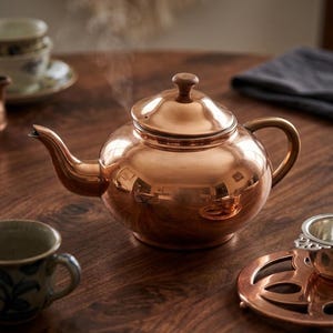 Vintage Copper Tea Kettle: ODI Portugal, Brass Spout, Wood Knob