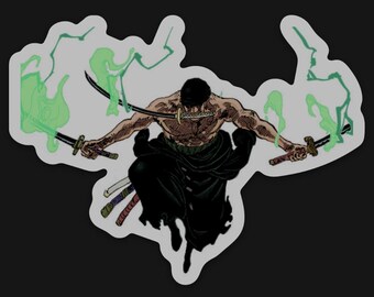 Pegatina de vinilo impermeable de Zoro, Rey del Infierno de One Piece