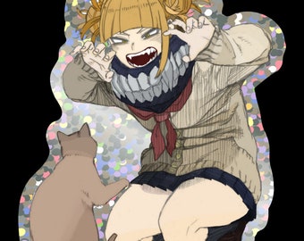 Pegatina de vinilo con purpurina de Himiko Toga de My Hero Academia