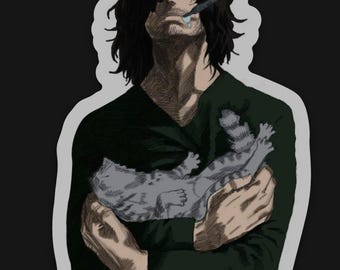 Pegatina de vinilo de Aizawa con gato de My Hero Academia