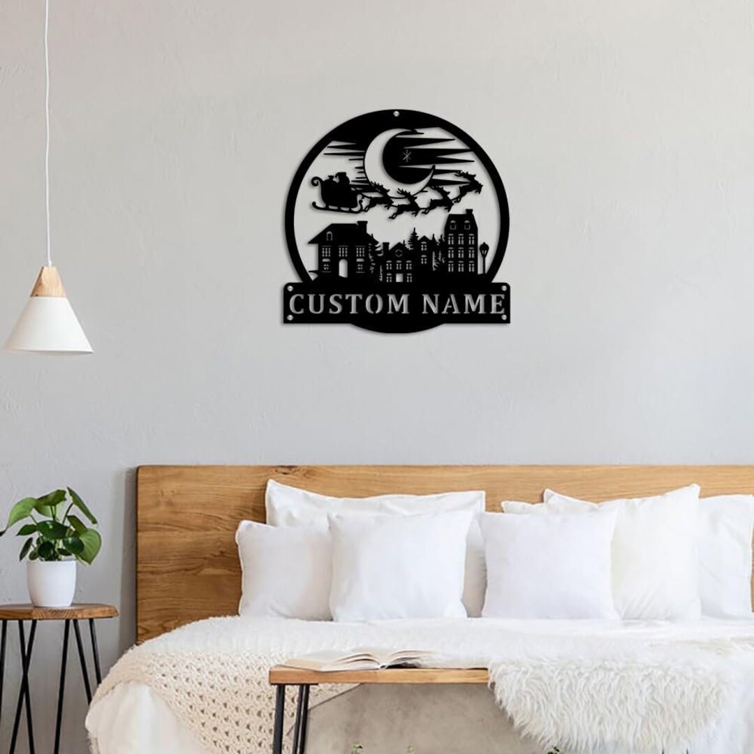 Custom Santa Claus Merry Christmas Metal Wall Art Etsy