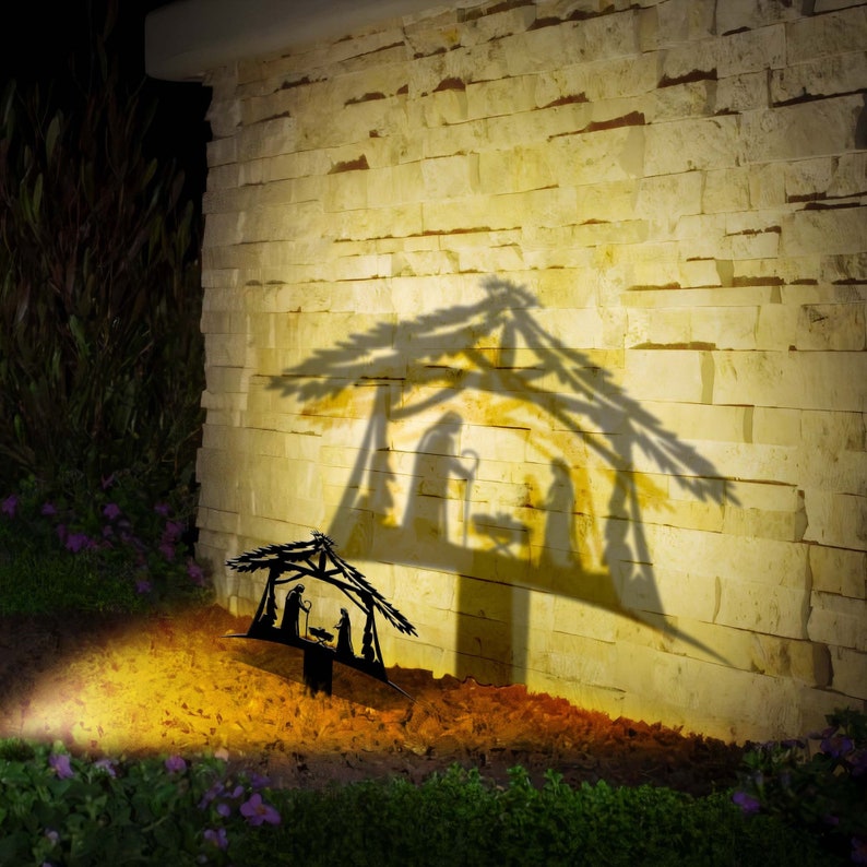 Nativity Scene Metal Sign, Nativity Scene Shadow Caster, Garden