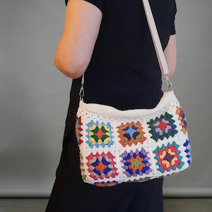 Boho Chic  Granny Square Crochet Clutch and Crossbody Bag 2 in 1 bag All Day Toiletry Pouch and Cosmetic Bag