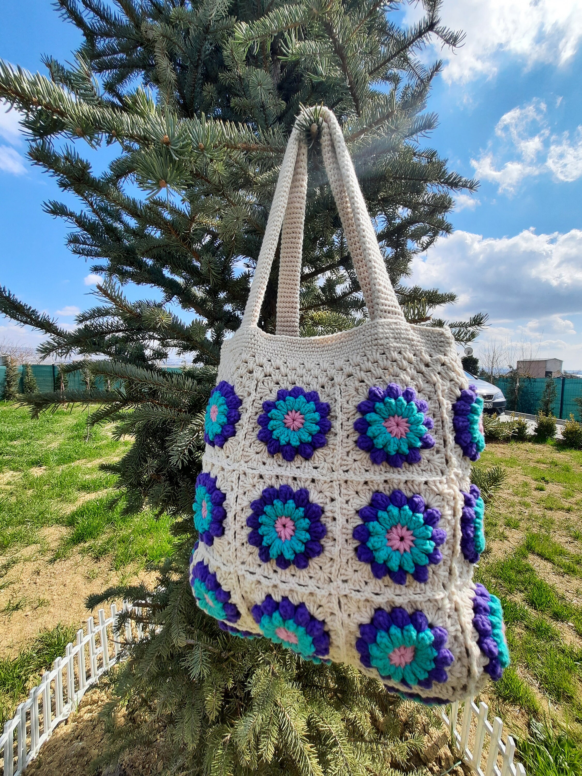Sac Bandoulière Crochet Vintage - Fait Main, Style Boho Grand-Mère - Neuf Avec étiquettes