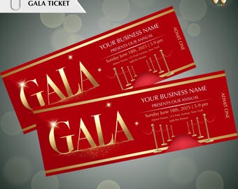 Golden Gala Ticket Template: Red and Gold Event Admission (Digital Download)