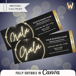 Golden Gala Ticket Template,Admit One Printable Digital Download,Black and Gold Ticket Invitation,Event Tickets, Gala Ticket,Event Admission