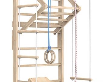 Swedish Ladder for Kids with rope and swing accessories, Handmade in Mississauga, Ontario, Canada!