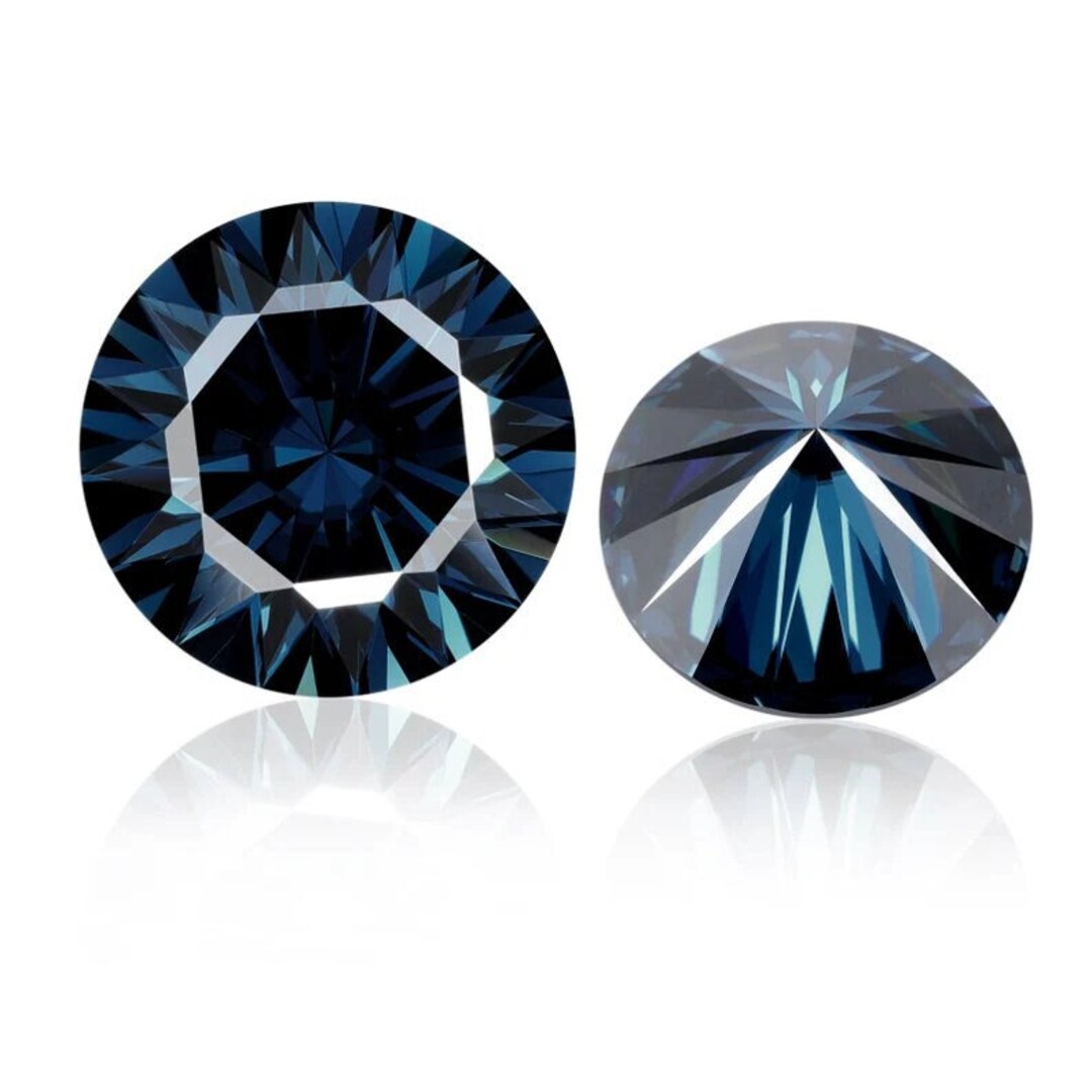 Natural Blue Color Moissanite Round Cut Diamond, Size 5mm to 10mm, Pass