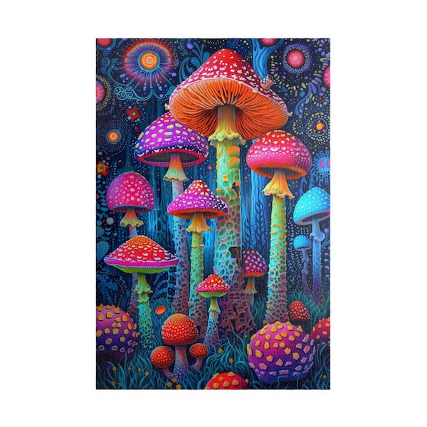 Glowing Mycology - Unique Jigsaw Puzzle - 250, 500, 1000 pieces - Psychedelic Magic Mushrooms