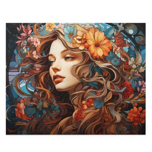 Floral Portrait - Elegant Jigsaw Puzzle for Adults - 250, 500 pieces - Unique and Stylish Gift for Friends and Families