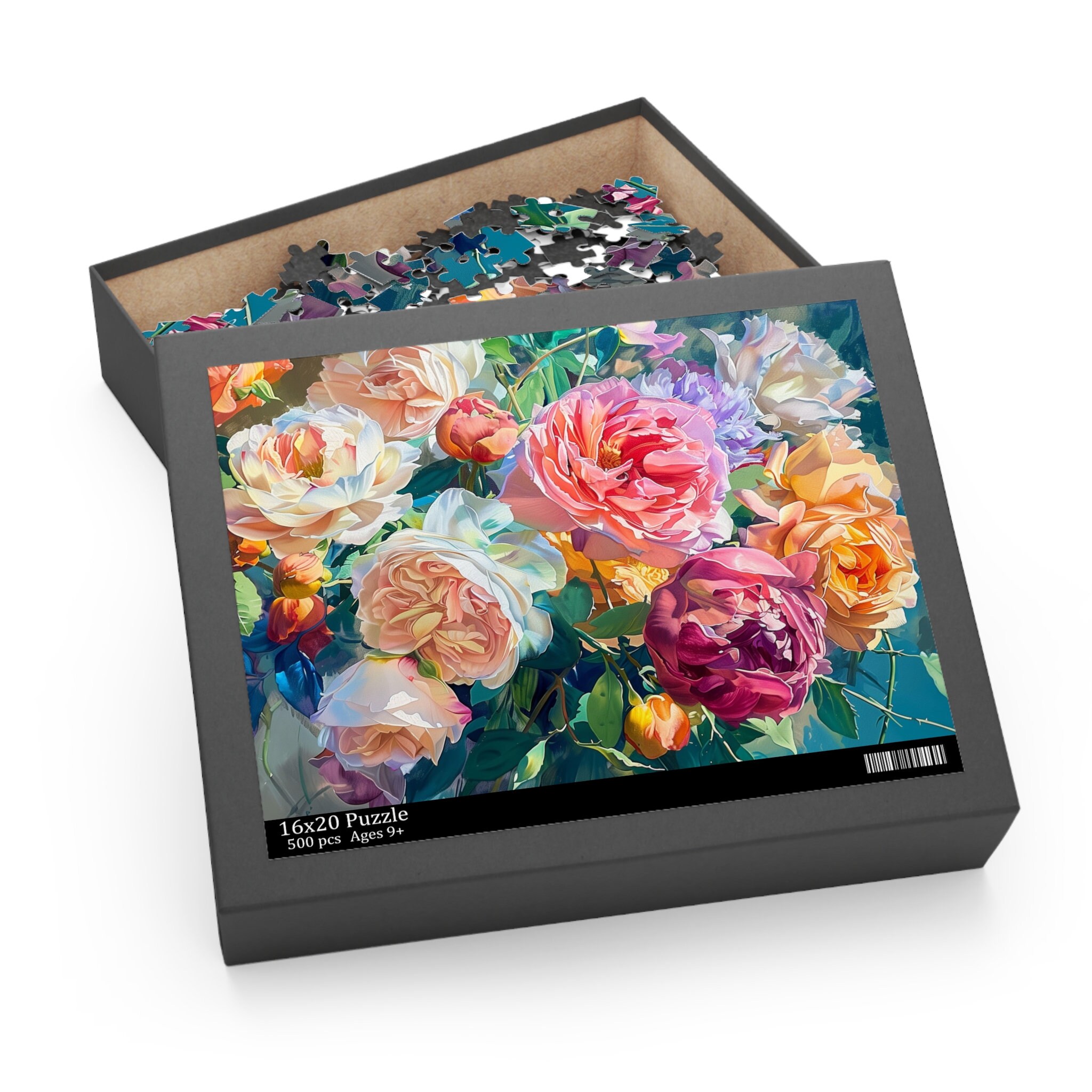 1000 Teile Puzzle Für Erwachsene – Stillleben Mit Pinseln, Roter Lampe & Pfingstrose
