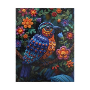 Colorful Quetzal - Quilted yarn art bird Jigsaw Puzzle for Adults - 1000 pieces, 500 pieces, 250 pieces